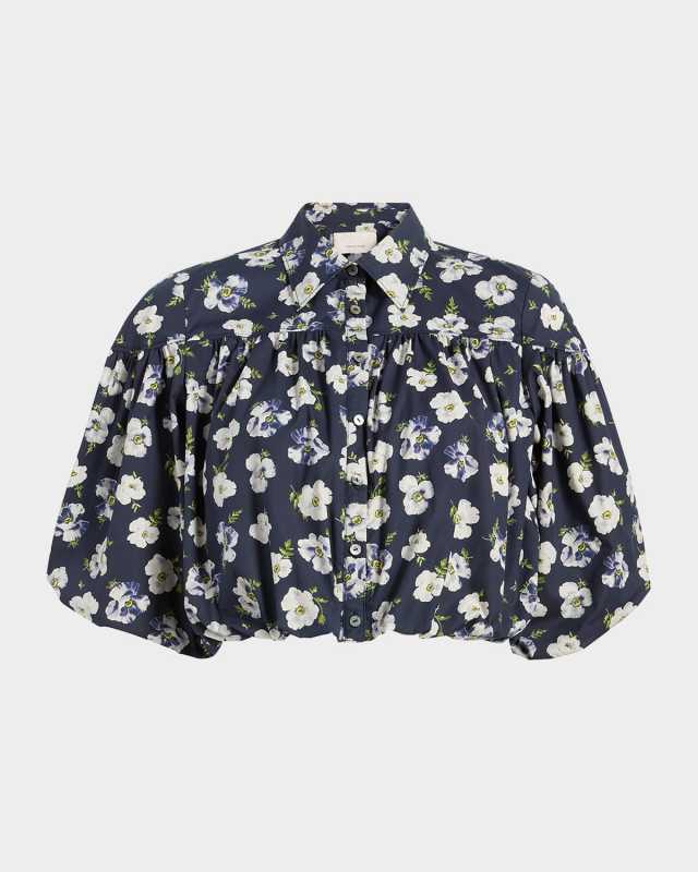 Elysa Tossed Poppies Crop Top